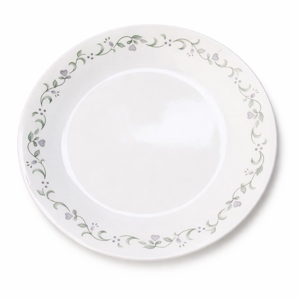 Corelle Country Cottage Dinner Plate 10-1/4" Blue Green Floral Hearts Vitrelle